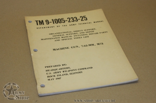 TM 9-1005-233-25  May 1967 Machine Gun, 7. 62MM, M73
