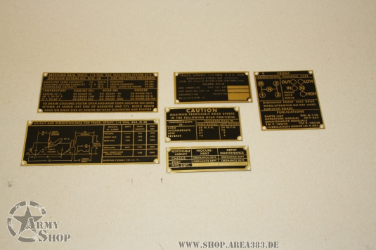 M38 Data Plate Set Messing