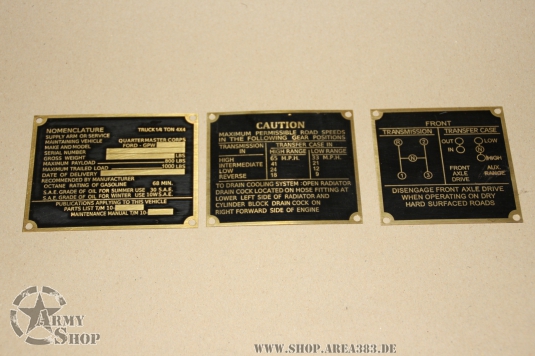 PLATES DATA Ford Messing Frühe Ausführung