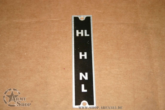 Army Data Plate HMMWV HL,H,N,L