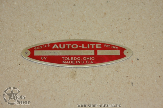 Data Plate Anlasser Autolite 6 Volt