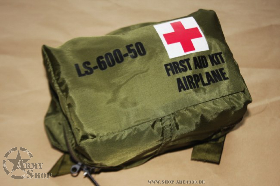 AIRCRAFT FIRST AID KIT. IN A SOFT SIDED NYLON BAG