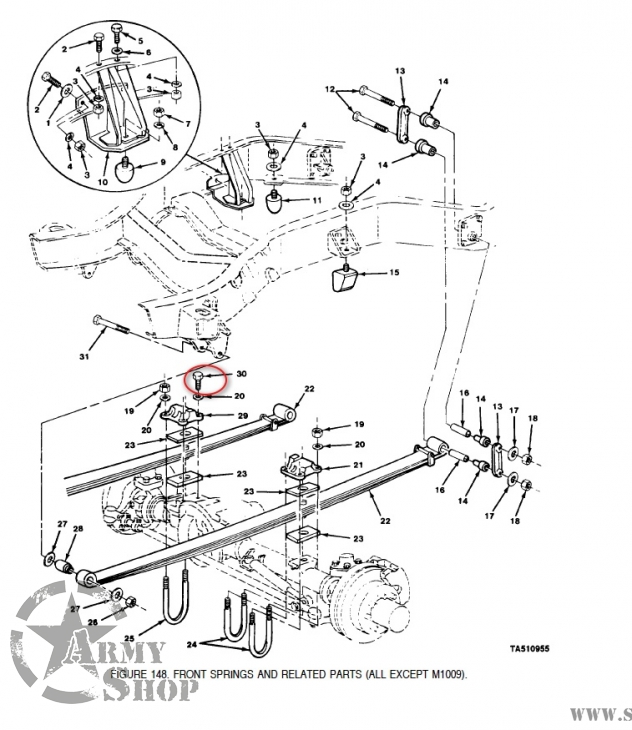 screw suspension front axle K30 Chevy Pick UP