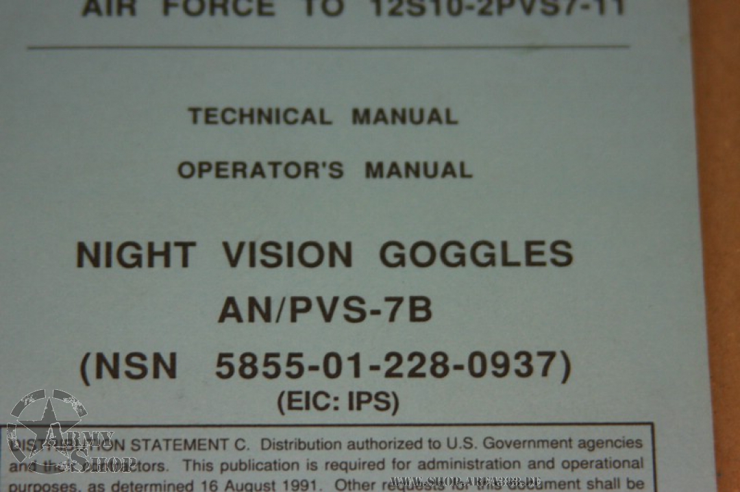 Manual AN/PVS-7B Night Vision Goggles - us-army-military-shop