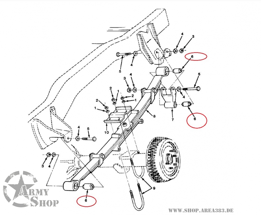 Rear Leaf Spring Bushing Rear Position K5 Blazer