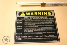 US Army  PLATE,INSTRUCTION HAZARD