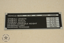 Data Plate Shipping Dodge WC 51
