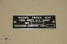Data Plate Gun Mount M36 WW2