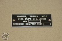 Data Plate Gun Mount M36 WW2