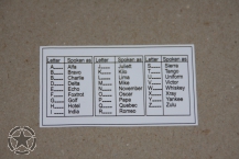 Aufkleber Nato alphabet