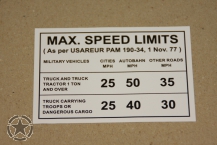 Aufkleber Speed Limit US Army  USAREUR