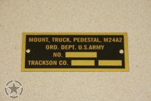 Data Plate M24A2 GUN MOUNT PEDESTAL