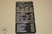 Data Plate Ford Mutt M151 Weight and Dimensional Data