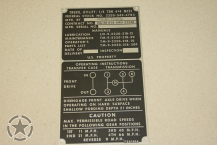 Data Plate Ford Mutt  M151 Ford Motors Company
