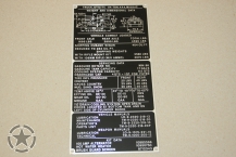 Data Plate Ford Mutt M151A1C Weight and Dimensional Data
