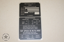 Data Plate M151A1C Recoiless Rifle Carrier