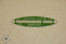 Data Plate Auto Lite Anlasser 12 Volt