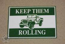 Decal    WILLYS     KEEP THEM ROLLING