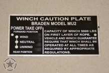 Data Plate Braden Winch Dodge WC