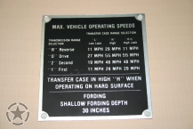 HMMWV MAX Speed  Plate  HMMWV