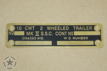 10 CWT 2 WHEELED MK I TRAILER DATA PLATE