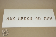 Schriftschablone MAX SPEED 40 MPH 1 Inch