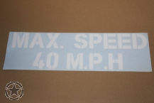 Stencil adhesiv  CAUTION MAX. SPEED
