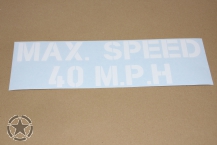 Autocollant  MAX. SPEED   35 cm x 10,5 cm