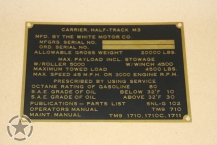 Data Plate White Half Track M3