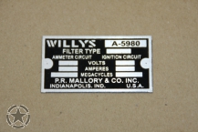 Data Plate Radio Filterette  (Willys)