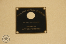 Fording Control Data Plate  NOS