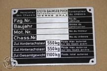 Data Plate STEYR DAIMLER PUCH