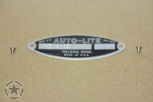 Autolite Starter Motor Data Plate (Pre Stamped)