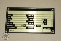 DATA Plate  150mm x 85 mm