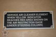 Data Plate Service Air Cleaner