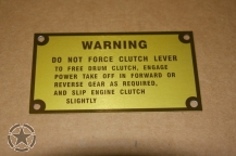 Warnschild Winde Reo M35 103 mm x 57 mm