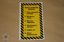 Decal VEHICLE OPERATIONS CHECKLIST