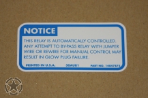 Aufkleber EX Army Chevy  Glow Plug Failure  Cucv