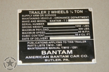 Plate Trailer 1/4 Ton Bantam
