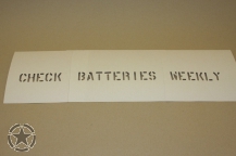 Schriftschablone Check Batteries Weekly 1/2