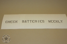 Schriftschablone Check Batteries Weekly 1