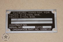 Data Plate Hard Top 2,5 Ton / 5 Ton Truck